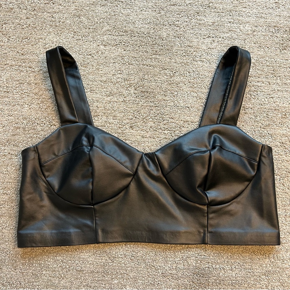 Eloquii Black Faux Leather Top